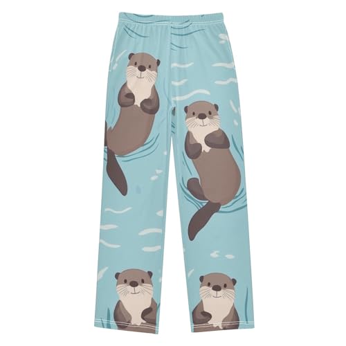 ZZXXB Cute Otters Boys Long Pants Soft Trousers Elastic Waist Kids Lounge Bottoms with Pockets S-XL