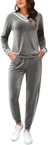 (-32%) Totatuit Schlafanzug Damen Lang Zweiteiler Samt Pyjama Set Loungewear Freizeitanzug Herbst Winter Jogginganzug Hausanzug Warm Velour Langarm Oberteile mit Hose