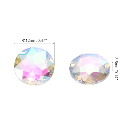 Image of MECCANIXITY Flat Back Round Acrylic Rhinestones,12mm Starry Sky Flatback Crystal Rhinestones for Crafts Clothes Shoes DIY Decoration Gifts 50Pcs