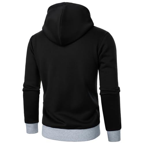 Mens Outdoor Hoodie Sweatshirts, Side Zipper and Button Down Drawstring, Slim Fit Hooded Fleece Coat, Long Sleeve3