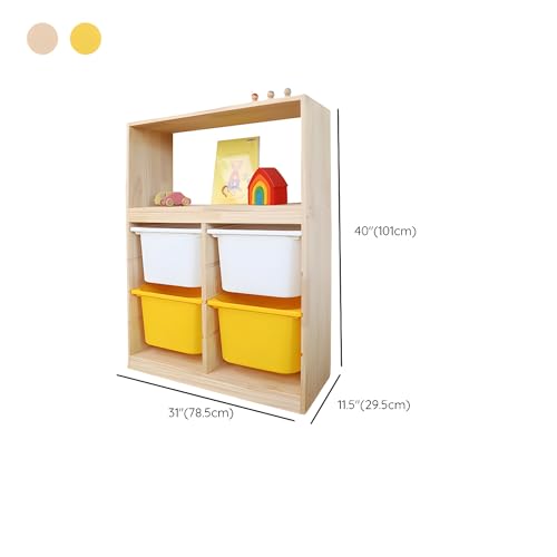 LITFAD Wooden Closed Back Bookshelf Freestanding Bookcase Modern Display Cabinet Shelf with Drawers Toy Storage Cabinet for Bedroom, Living Room - 31" L x 12" W x 39" H White