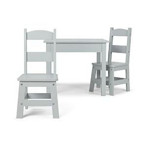 Melissa & Doug Table & Chairs-Gray Furniture - Wooden Activity Play Table And Chairs Set For Kids, Grey Melissa Doug Table Chairs Gray Furniture Wooden Activity Play Table And Chairs Set For Kids Grey
