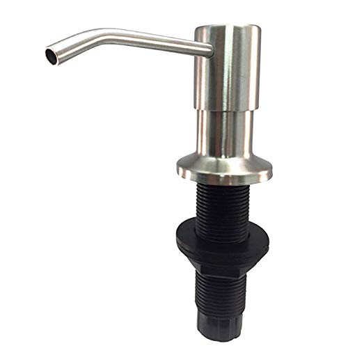 Soap Dispenser for Kitchen Sink - Satin | Stainless Steel, Refill from the Top, Built in Sink Soap Dispenser with Large 17 oz Bottle | Liquid Dish Soap, Hand Soap, Lotion or Hand Sanitizer