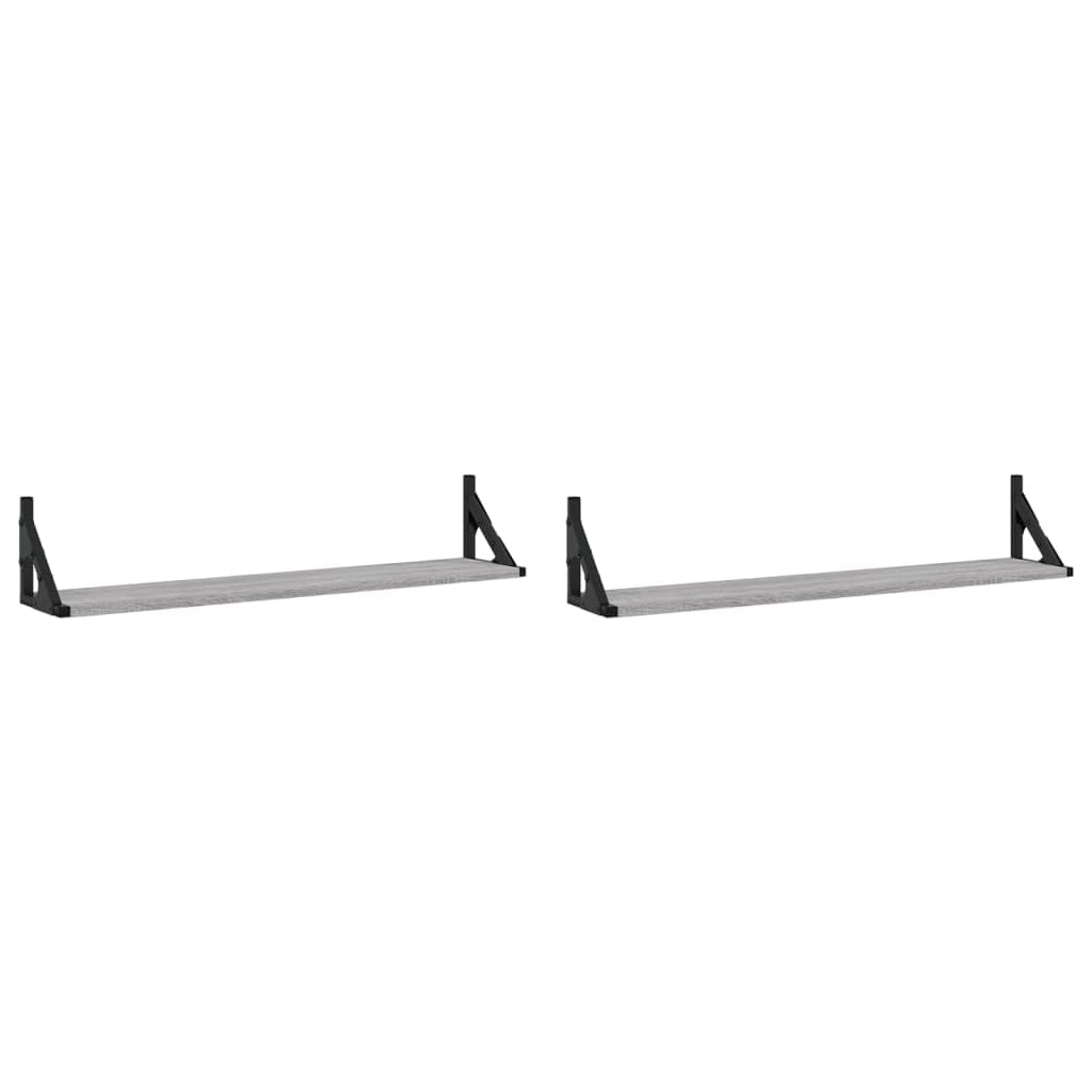vidaXL Wall Shelves 2 pcs Grey Sonoma 80x15x15.5 cm Engineered wood