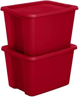 18 Gallon Storage Container, Red Durable Plastic Tote Box with Secure Lid, Stackable Organization Solution for Home (Pack of 2)