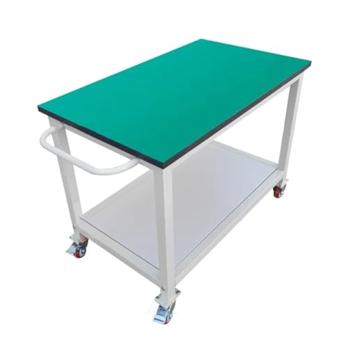 GRRICEPL Établi Antistatique, Table De Travail avec Cadre en Aluminium Épais, Chariot De Table Antistatique en PVC, pour Poste De Travail, Atelier, Banc D'essai, Manutention(Green/A,80x80x75 MC)