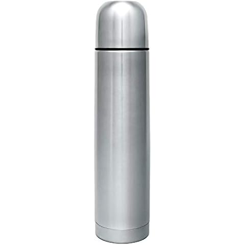 GRÄWE Isolierflasche aus Edelstahl, 1 Liter Trinkflasche, Vakuum-Isolierte Thermoflasche mit Becher und Drehverschluss Cover