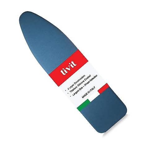 TIVIT Ironing Board Cover 15 x 54, Performance Grade Titanium Coated Pro Grip Pad & Covers - Superior Scorch & Stain Resistance, High Heat Reflection, 3 Padded Layers 3 Fastener Straps - Made In Italy Cover