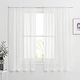 NICETOWN Voile Sheer Window Curtains for Half Window, Rod Pocket Elegant Airy Sheer Curtain Drapes for Living Room/Bedroom, W60 x L63, 2 Panels, Ivory