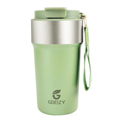 Image of Insulated Travel Coffee Mug, 17oz Stainless Steel Leakproof Flip Straw Cup
