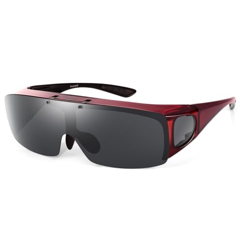 Image of Mens Polarized Flip Up Fitover Sunglasses with Mirrored Lenses
