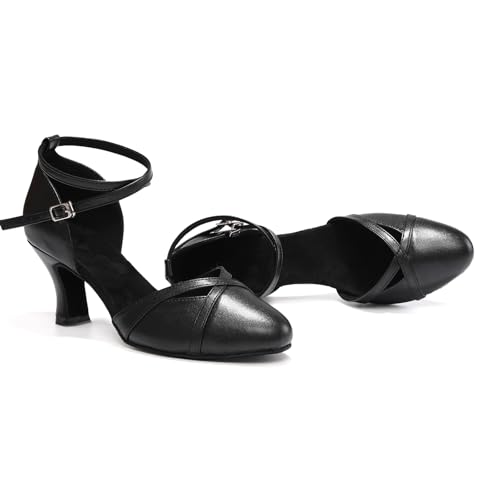 Women's Closed Toe Dance Shoes Ankle Strap Ballroom Latin Salsa Dancing Shoes2