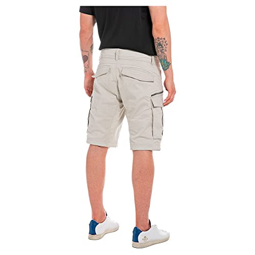 Replay Herren Cargo-Shorts Joe Short Regular-Fit mit Stretch, Aluminium 205 (Beige), 30W – Ansicht 2