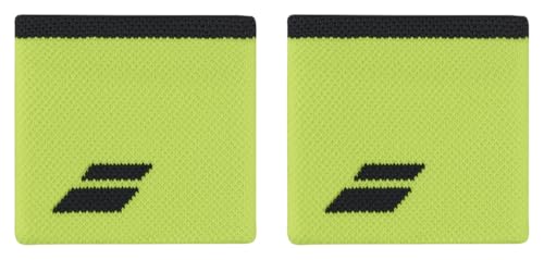 Babolat, Handgelenkband aus Frottee mit Logo, Einheitsgröße, Farbe Gelb/Grau, schnelle Schweißaufnahme, Breite 7,5 cm… – Ansicht 1
