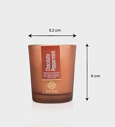 Image of EKAM Chocolate Peppermint Votive Soy Wax Scented Candle, 40 Grams, 10 Hours Burn Time| Long Lasting Premium Candles | Ideal for Home Decor | Gifting & Aromatherapy (Pack of 9)