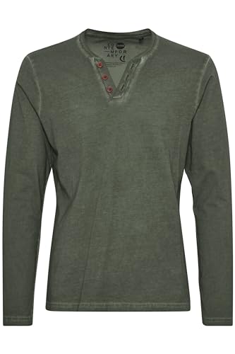 !Solid SDTinox Herren Longsleeve Langarmshirt Shirt mit V-Ausschnitt 100% Baumwolle Regular fit, Größe:M, Farbe:Climb Ivy (3785)
