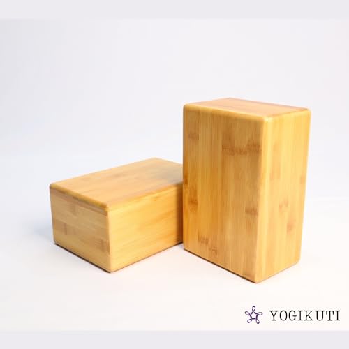 Yoga Bamboo Block Set of 2pcs, Wooden Yoga Block, Iyengar Yoga Block, Yoga Brick for Support & Height, Eco-Friendly Yoga Accessories