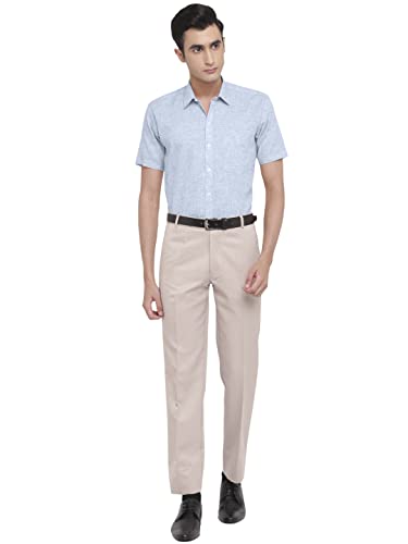 Image of GHPC Cotton Linen Plain Solid Half Sleeves Regular Fit Formal Shirt for Men
