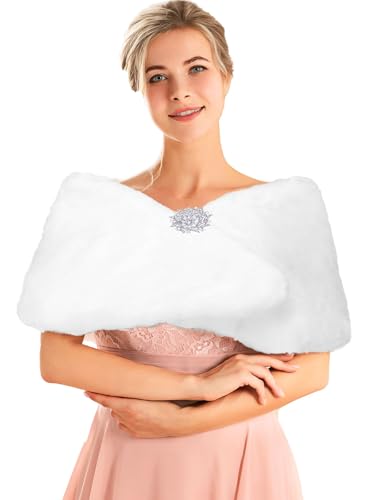 Women's Weddings Faux Fur Wraps and Shawl Bridal Fur Stole for evening dresses