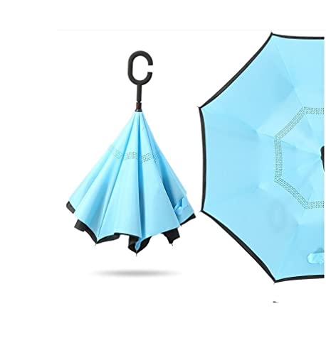Parasolka Parasolem C Uchwyt Wiatroszczelny Odwrócony Składany Parasol Mężczyzna Kobiet Słońce Deszcz Samochód Odwrócony Parasole Anty UV Własny Stojak Parapluie Parasol Wiatroszczelny (Blue : J, Si