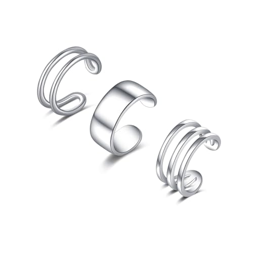 SLUYNZ Solid 925 Sterling Silver Ear Cuff Earrings for Women No Piercing Cartilage Earrings Tri Earrings, Helix Cuff Earrings for Men