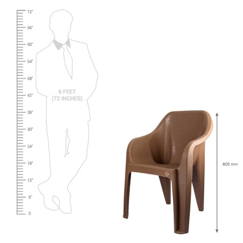 Image of Cello Dynamo Plastic Chair (Set of 6)(Brown) | Strong and Durable | Easy to Clean | Chair for Living Room, Bed Room, Kitchen, Office Room, Outdoor | 3 Years Warranty