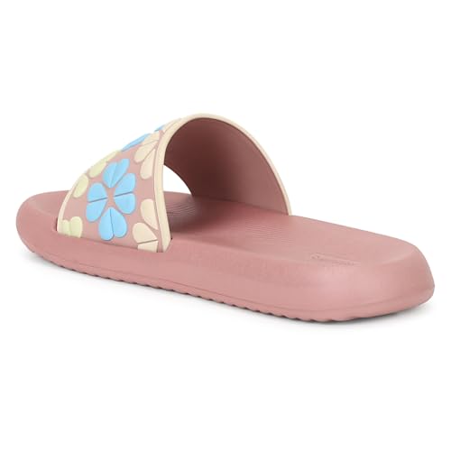 Image of Aqualite Women's Slides Slippers | Slip-On Flat Base Flipflop for Women | Anti-Skid Sole, Lightweight Comfort for Daily Home & Outdoor Wear | Casual Ladies Sandal