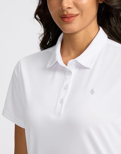 Women's Golf Shirt Short Sleeve Lightweight Moisture Wicking Work Tennis Tops Collared Polo Shirts for Women with 4-Button4