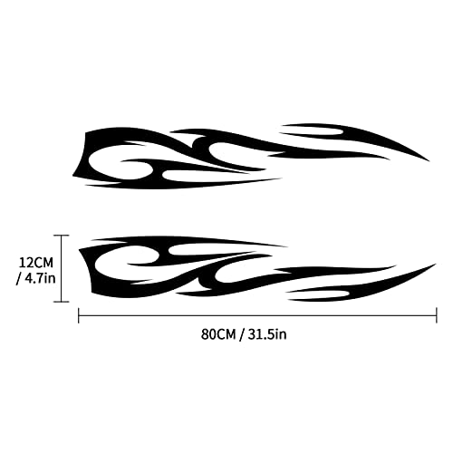 Ruiante Car Hood Stripe Sticker Flame Pattern Car Auto Racing Sport Body Side Stripe Decal Hood Bumper Stripe Decal Vinyl Modified Stripe Decals Decoration For Universal Car (2Pc Black) #TOP2