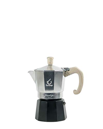 Kaufgut 120232 Miss Moka Presti Grame Woody-Cafetera (2 Tazas, Aluminio), multicolor