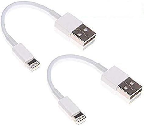 Classico Tynub Short Power Bank Charging USB Data Cable for iPhone 5, 5S, 6, 6S and 6S Plus 7, 7 Plus, 8, 8 Plus, X, XS and XR (White, 10 cm) - Pack of 2