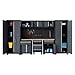 HPDMC Garage Storage Cabinet System 9-Pcs Workshop Set Garage Cabinets and Storage System with Steel Cabinet Drawers, Rolling Chest, Workbench, Pegboard for Garage Tool Organization, Black and Grey