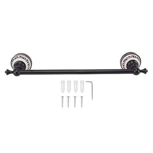 40.5cm European Style Copper Bathroom Towel Bar, Wall Mounted Single Towel Rack, Rustproof and Sturdy, Easy Installation with Tools Included, Ideal for Bathrooms and Kitchens (Black)