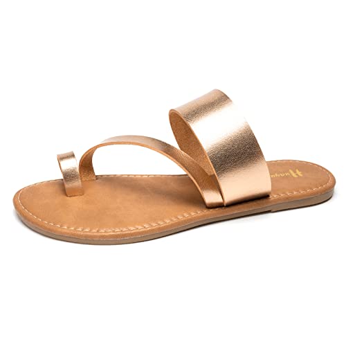 Image of Huayuanwell Women's Slide Sandals Slip On Flat Sandals Flip Flop Thong Sandals Casual Summer Sandals