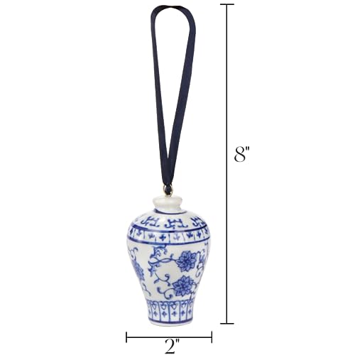 Image of Goaste 4 Pack Mini Ginger Jar Ornaments, Christmas Hanging Pendant, Chinoiserie Ceramic Hanging Ornaments, Blue and White Porcelain Christmas's Tree Decor for Christmas, Home Decoration