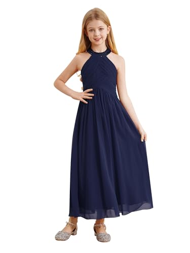 Vestidos de noche largos con cuello halter que estilizan y ofrecen comodidad a niñas