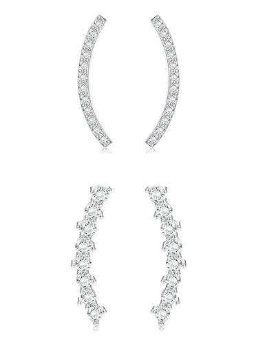Image of KALVICA 2 Pairs 925 Sterling Silver Stud Earrings Hypoallergenic Climber Earrings for Women | 19MM