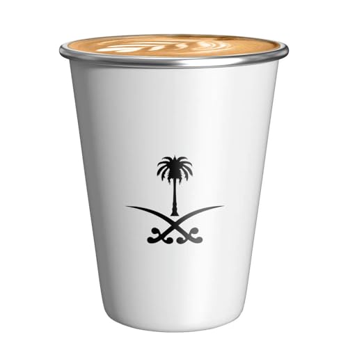 FUPOHUA Tasse à café 350 ML avec Logo de l'emblème National de l'Arabie Saoudite, Tasse à Eau en Acier Inoxydable, Camping en Plein air, bière, Cadeau d'anniversaire