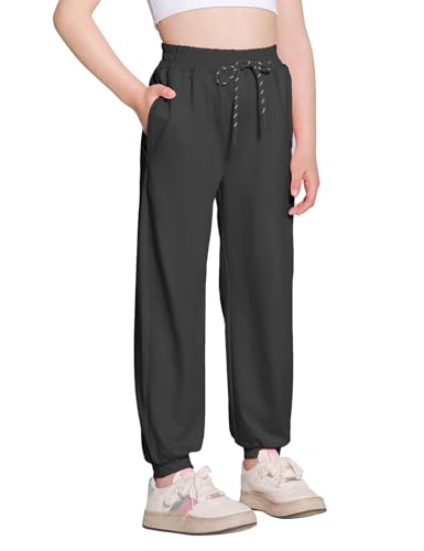 Hvididan Calça de moletom para meninas, leve, de secagem rápida, atlética com bolsos, calça de corri