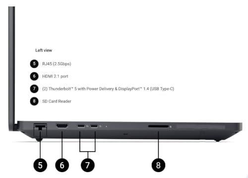 Image of Dell Pro Max 18 Plus 18 inch QHD+ Workstation Laptop, Intel Core Ultra 7-265HX, 32GB RAM, 1TB NVMe SSD, NVIDIA RTX PRO 1000 Blackwell 8GB GDDR7, Thunderbolt 5, HDMI, Wi-Fi 7, Windows 11 Pro, Magnetite