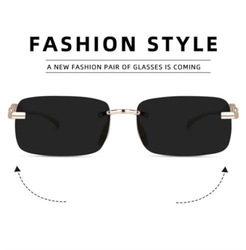 Image of IFLASH UV Protected Retro Rectangular Rimless Sunglasses for Men and Women