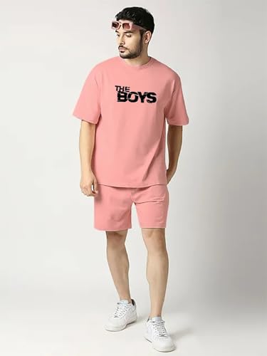 Image of Vogaan Men's T-Shirt and Shorts Set | Pyjama Set for Men | Co-ord Set | Cotton Printed Top & Shorts Night Suits Set