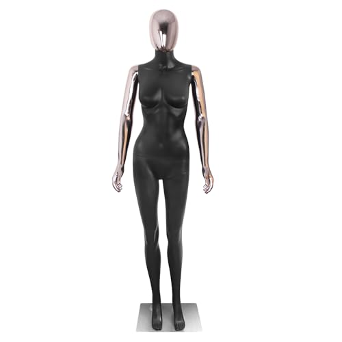 Female Mannequin Black Dress Form Full Body Manikin Body 70 Inches Adjustable Maniquins Dress Model Plastic Detachable Manequins Stand Metal Base Metal Connector