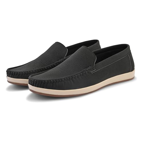 Image of Centrino Leather Loafers for Man | Slip-On Shoes for Men Stylish | Cushioned Insole | Lightweight Comfortable Moccasin Shoes | Hand-Stitched Casual Footwear | Mens Loafer Shoes for Office (9569)