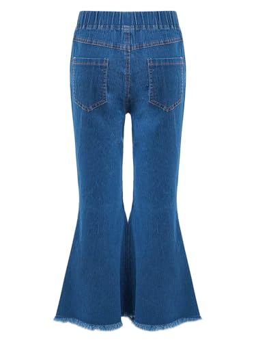 Flared Jeans for Girls Elastic Waistband Crisscross Bell-Bottom Casual Denim Pants2