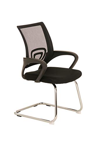 Chaise De Visiteurs Eureka en Maille I Siège Zone D'attente avec Accoudoirs I Chaise avec Piètement en Métal I Patins antidérapant, Couleur:Noir