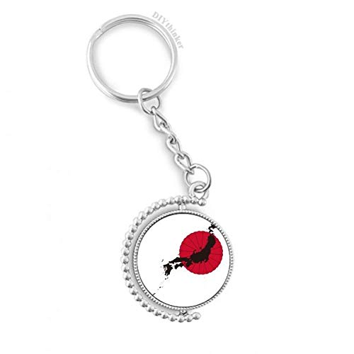 Porte-clés rotatif motif japonais emblème keyholder multicolore compact 1,2x3,5 pouces