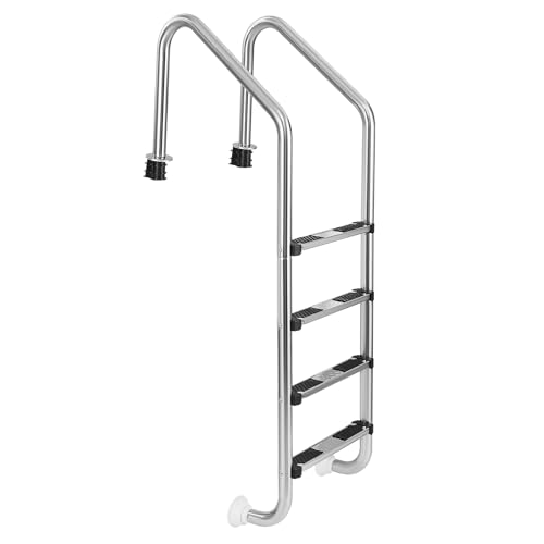 Toolsempire In-ground Swimming Pool Ladders, 4-Step Pool Ladder with Stainless Steel Frame &