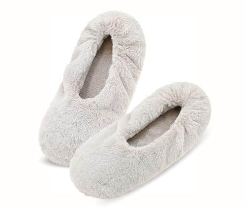 Image of Keyela Women's Ballerina Slippers,Non-Slip Bedroom Slippers Socks | Soft fuzzy slipper socks for ladies Indoor home slippers Cozy sock slippers Ballet Slippers
