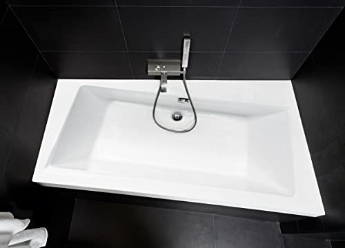 ECOLAM Badewanne Infinity Trapezwanne Eckwanne für Zwei mit Abfluss mittig 170x110 cm RECHTS + Schürze aus Acryl + Ab- und Überlauf Automatik Füße Silikon Komplett-Set – Bild 7